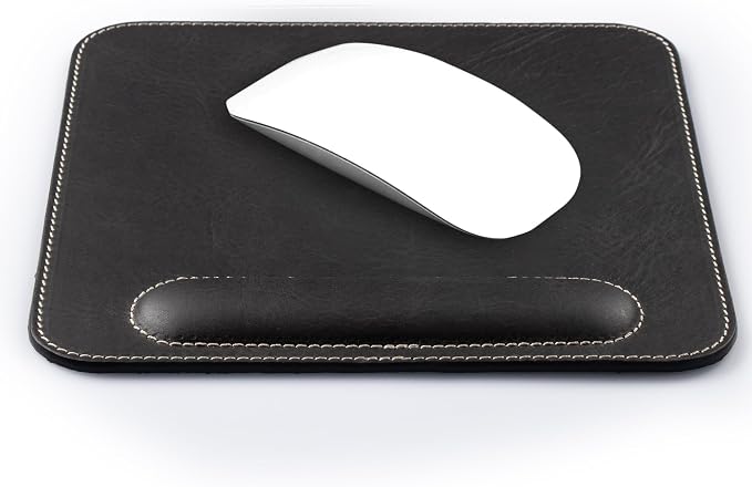 Londo Top Grain Leather Mouse Pad with Wrist Rest – Ergonomic Support, Non-Slip Base, Smooth Surface