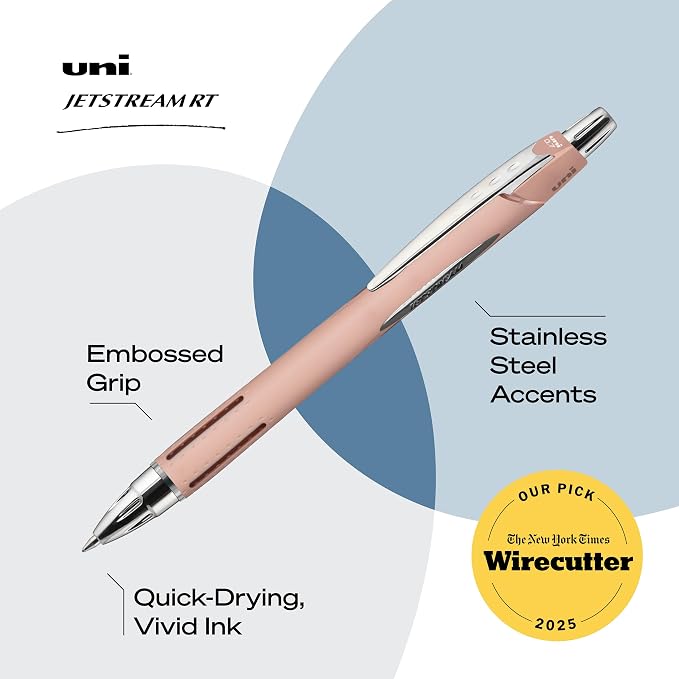 uniball™ Jetstream RT Ballpoint Pens, Black Ink, 0.7mm Fine Point, 12 Count | Retractable, Smooth Writing, Quick-Drying, Smear-Resistant, uni Super Ink™