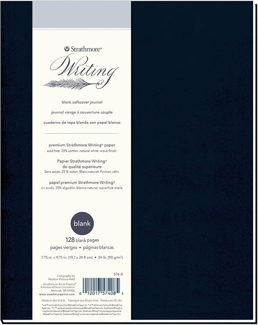 Strathmore (574-8) 500 Series Softcover Art Writing Journal, 7.75" by 9.75", Blank, 64 Sheets
