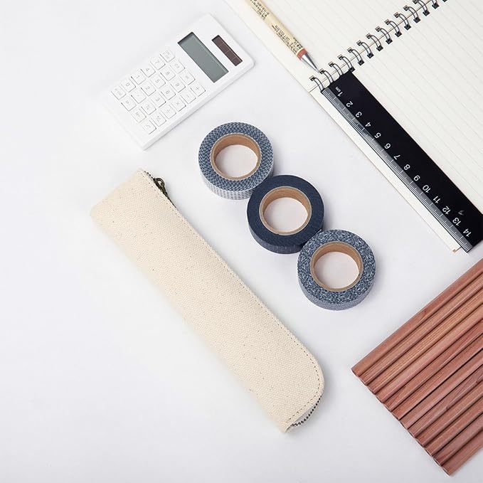 Slim Pencil Case Small Pencil Pouch Pen Case (Beige/CV)