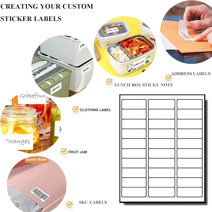 100 Sheets 30 UP 1" x2-5/8 Shipping Labels 3000 Pcs FBA Label Stickers for Laser/Inkjet Printers, White Blank Sticker Name Tags, 30 Per Page
