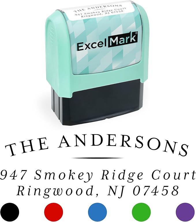ExcelMark Address Stamp - Custom Return Address Stamp with Elegant Designs, Vibrant Colors & Patterns – Perfect for Mail, Invitations & Gifts (Seafoam, Regency Arch)