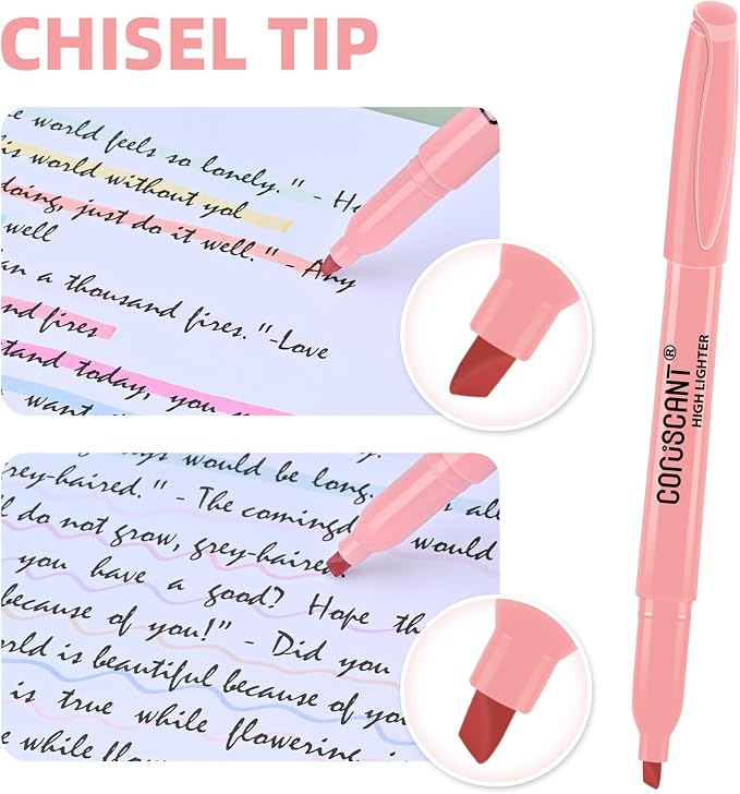 coruscant Pastel Highlighters Set, 8 Assorted Colors, 24 Pack, Chisel Tip Cute Bible Highlighters, No Bleed Dry Quickly, for Journal Bible Study, Perfect for thin paper, School Office Supplies