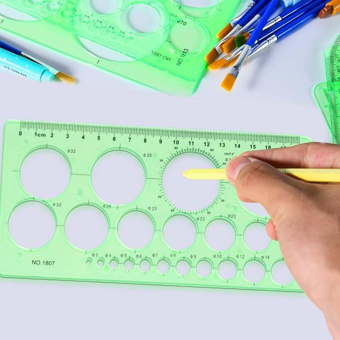 SenseYo 3 Pack Plastic Circle Template Stencil Round Measuring Geometric Circle Oval Stencil Ruler Drafting Drawing Tools Set Architecture Supplies for Office Building Formwork Studying Designing