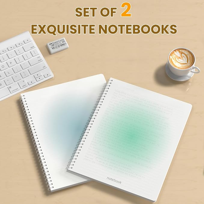 Oucaru Spiral Notebook College Ruled 2 Pack A5 (5.9" x 8.3") Journaling Notebooks 140 Pages 2 Colors (Blue and Green) Gradient Small Lined Notebook for Work School Business Travel Note Books