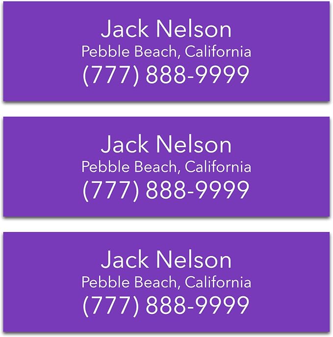 Personalized Golf Club Name Labels (30 Labels) - Custom Waterproof Name Stickers for Golf Clubs (Purple with White Text)
