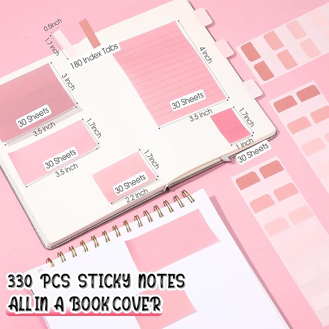 38 Pcs Aesthetic Office Supplies with Pen Case Sticky Notes Gel Pens Highlighters Correction Tapes Stationery Kit for Office Work Coworkers(Pink Color,Classic)
