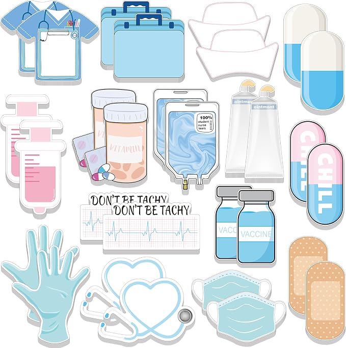 30 Pads Mini Nurse Sticky Notes Funny Medical Themed Self Stick Note Pads Hospital Desk Memo Cute Appreciation Gifts for Nursing Students CNA Doctor Office