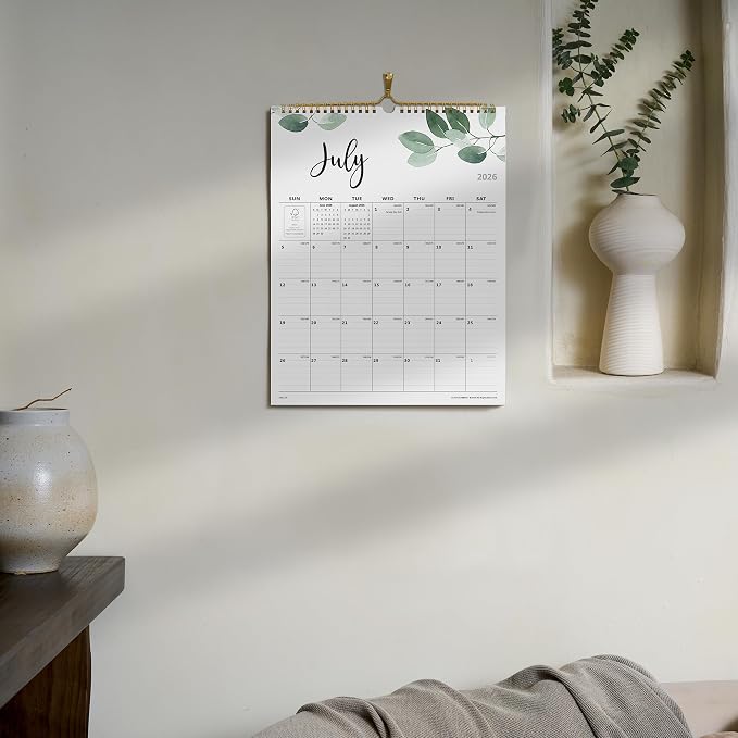Calendar 2026-2027, Wall Calendar 2026-2027 from July 2026 to December 2027, Perfect for Home Schooling Plan, Daily Blocks with Julian Dates, Premium Monthly for Organizing,15 x 12 Inches