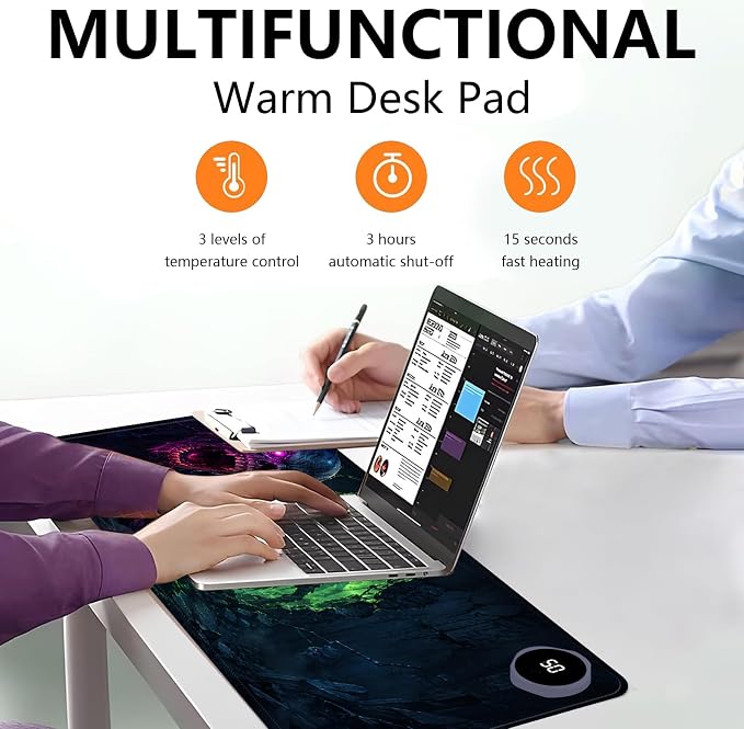Large Heated Mouse Pad–23.6" x 14.2" Desk Mat for Office | 3 Adjustable Heat Levels,Auto Shut-Off After 3 Hours for Safety,Keeps Hands Warm While Working，Zombie