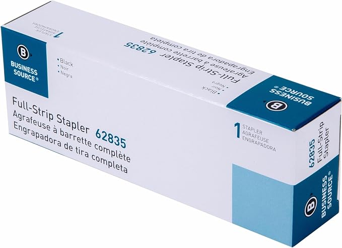 Business Source Desktop Stapler, Full-Strip, 20 Sheet Capacity, Black