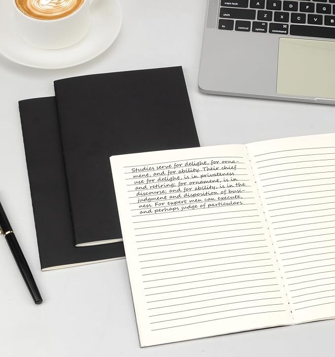 100 Pack A5 Black Cover College Ruled Notebooks Bulk, Journaling Notebooks | A5 Lined College Ruled Notebook, 8.3x5.5 Inches 60 Pages Travel Journal Notebooks Set for Work, School, Writing