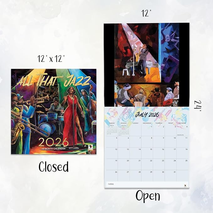 African American Expressions 2026 Wall Calendar – All That Jazz – Monthly Calendar Celebrating Black Culture & History, 12x12 Hanging Calendar, 16 Months – Gift for Music Lovers