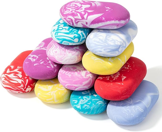 Mr. Pen- Marble Pencil Erasers, 12 Pack, 1" x 2" | Soft Rubber Marble Pencil Erasers for School, Office, Art Sketching, Homework, Exams, Clean Smudge-Free Correction