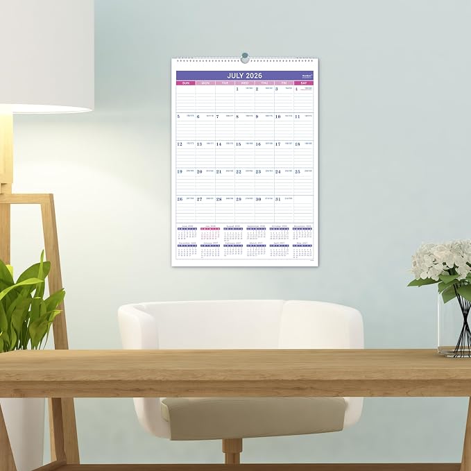 2026-2027 Wall Calendar - July 2026 - December 2027, 2026-2027 Calendar, 18 Months Wall Calendar, 12" x 17", Large Blocks, Spiral Bound