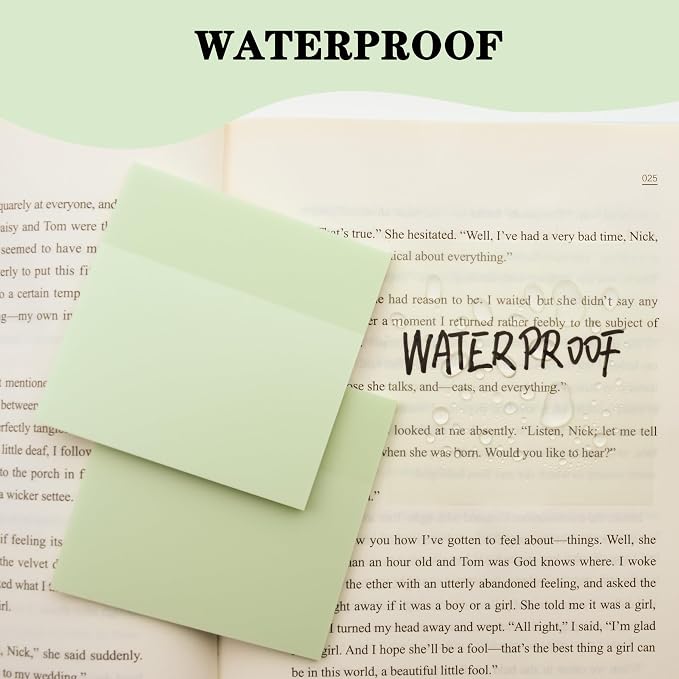 YOUDEFUL 800Pcs Transparent Sticky Notes, Morandi Teal Clear Sticky Notes, 3"x3" Waterproof Translucent Sticky Note Pads, Index Tabs, Clear Post it Notes for Bible Study, See Through Sticky Notes