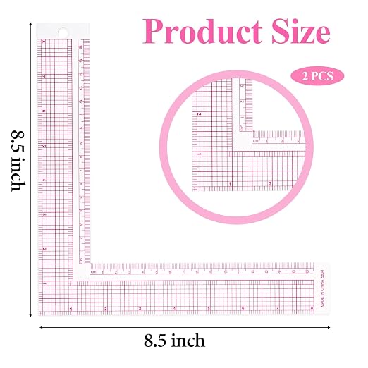 TIESOME 2 Pieces L-Square Rule Clear Sewing Ruler, Plastic Measure Tailor Ruler 90 Degree Clear Sewing Ruler Square Framing Measuring Tool Fabric Sewing Measuring Supplies for Pattern Making