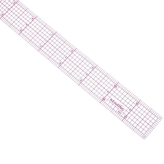 KEARING 1"x12" Clear Sewing Graph Ruler - PVC Plastic Pattern Grading Ruler | Flexible 1.2mm clear plastic 1"x12" grid ruler for fashion design. Sandwich line markings never rub off for sewing
