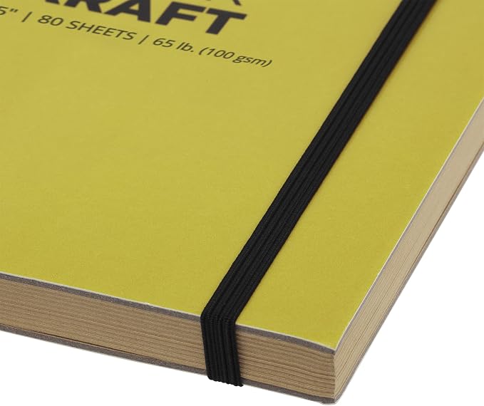 SoHo Urban Artist Brick Sketchbook Journals for Sketching, Drawing, Colored Pencils, Graphite, and More - Kraft 5.5"x5.5" (100 GSM, 80 Sheets)