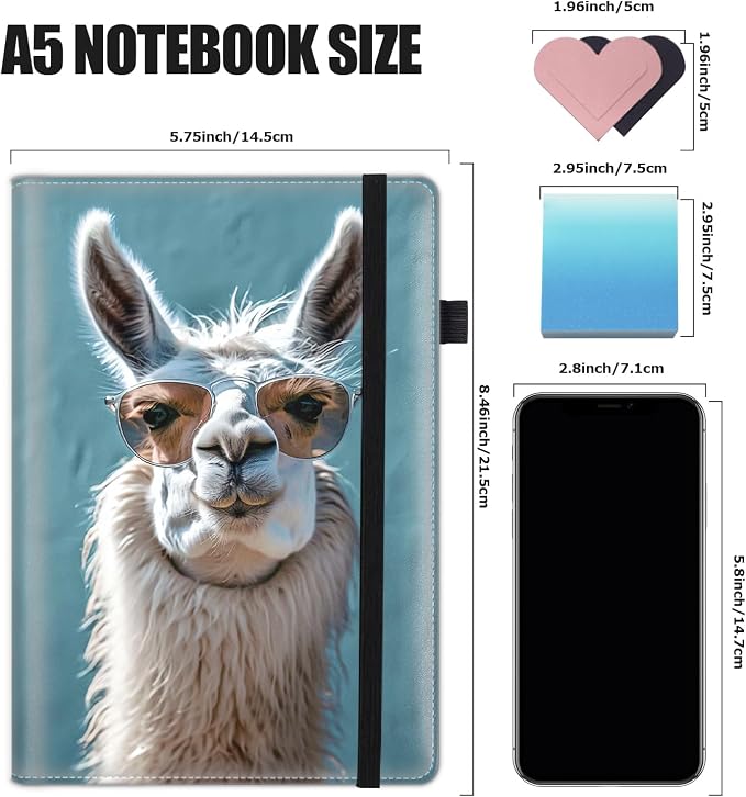 Hardcover Executive Notebooks, A5 PU Leather Lined Journal Notebook, 200 Pages Thick Paper Subject Notebooks for School,Work,Home Writing Business Notebook, Diary Book ，Alpaca