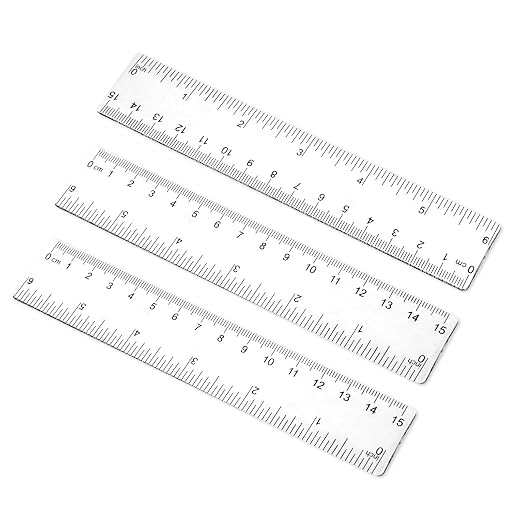 6 Inch Ruler Set 3 Pack Plastic Straight Rulers Transparent Measuring Tool for Student School Office Drawing with Inches and Clear Metric Measuring Small Ruler