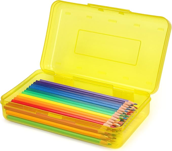 Tamaki 1 Pack Plastic Pencil Box Large Capacity, Blue | Clear Boxes with Snap-tight Lid Stackable Design and Stylish Office Supplies Storage Organizer