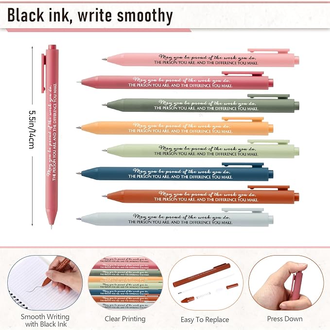 Resurhang 48 Pcs/24 Set Back to School Gifts for Students Teacher, Inspirational A6 Spiral Journal Notebook with Pen for Employee Team Teachers Students Classroom Rewards(Fresh Color,May You)