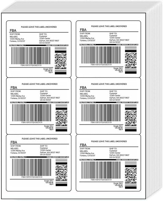 30 Sheets, 180 Count Labels, 6 Up White Permanent Self Adhesive Shipping Labels, 3 1/3” x 4” Printable Stickers for Laser & Inkjet Printers
