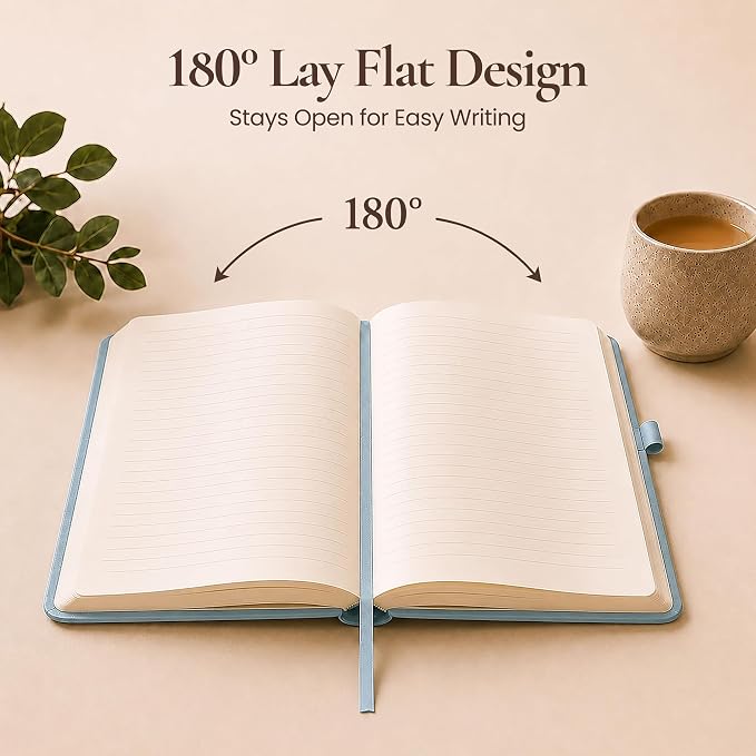 Lined Journal Notebook Hardcover Leather Bound 200 Pages A5 Blue Diary | College Ruled 5.7x8.4" Journaling Notebooks for Men & Women, Writing for Personal, Small Travel Daily Note Book Tree of Life