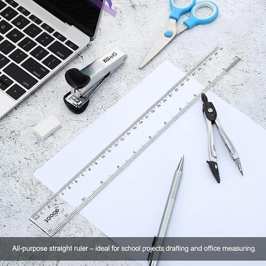 Eboot 20 Pack 12 Inch Clear Plastic Rulers Bulk, Easy-to-Read Straight Edge Rulers with Inches and Metric for Office, Back to School Supplies