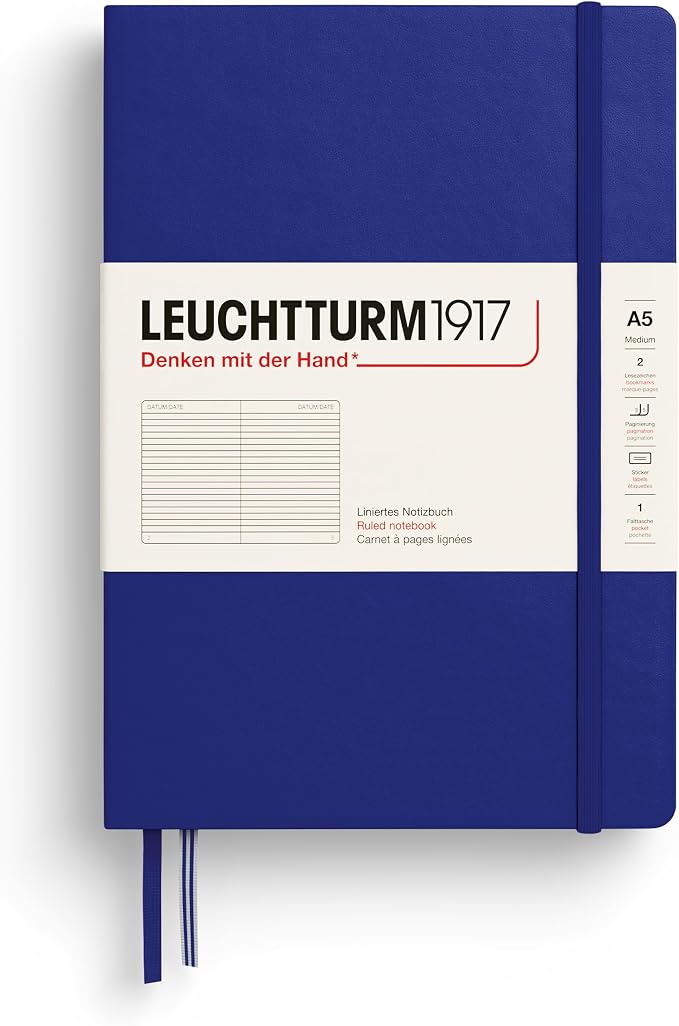 LEUCHTTURM1917 - Notebook Hardcover Medium A5-251 Numbered Pages for Writing and Journaling (Ink, Ruled)