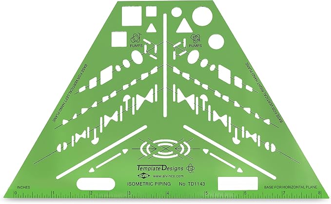 Alvin, TD1143, Isometric Piping Template, 8.5" x 5.25" x .030"