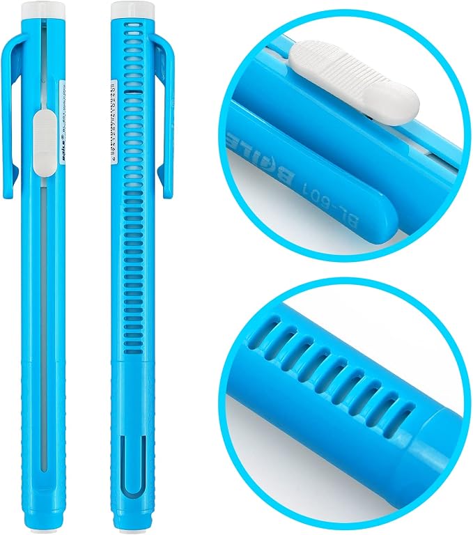 Retractable Mechanical Eraser Pen, Pen-Style Erasers, 5 Pack