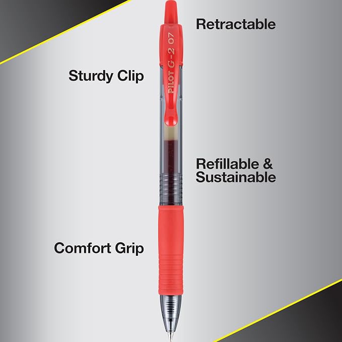 Pilot G2 Premium Refillable And Retractable Gel Ink Pens, Fine Point (0.7mm), 8 Colors, 8 Count (16606)
