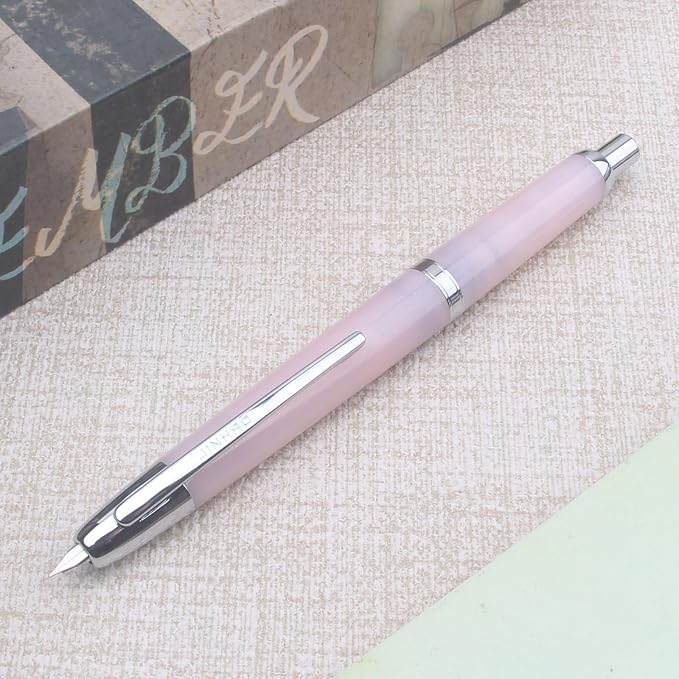 JINHAO 20 pink silver Press Fountain Pen Retractable F Nib Transparent Black Writing Ink Pen with Converter School Office Supplies