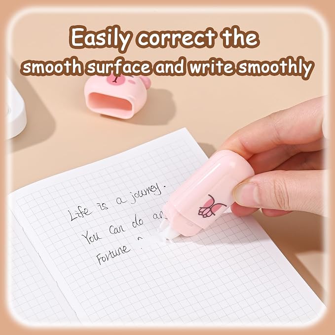 Geluode 3 Pack Capy Correction Tape Cartoon Correction Tape Cute White Out Cute Kapibala School Supplies for Student Writing Office School Stationery Supplies, 1/5in.x 19.7ft.(5mm x 6m)