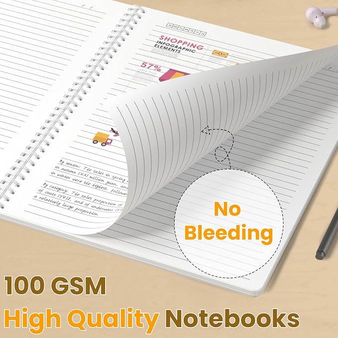 Oucaru Spiral Notebook A5 College Wide Ruled Notebooks 4 Pack 5.9" x 8.3" Journaling Notebooks 4 Colors 140 Pages Gradient Small Lined Notebooks for Note Taking for Work School Business Travel