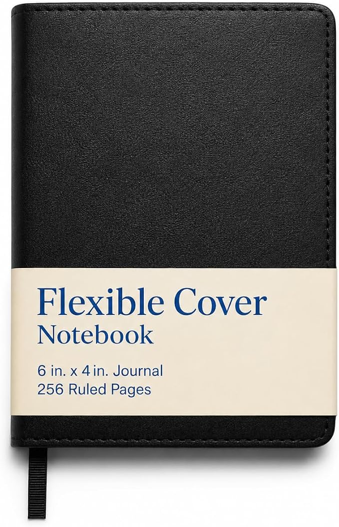 WORLD TRAVELER Lined Journal Notebook Faux Leather with Ribbon Bookmark | Ruled Ivory Pages with Soft Faux Leather Cover and Ribbon Bookmark