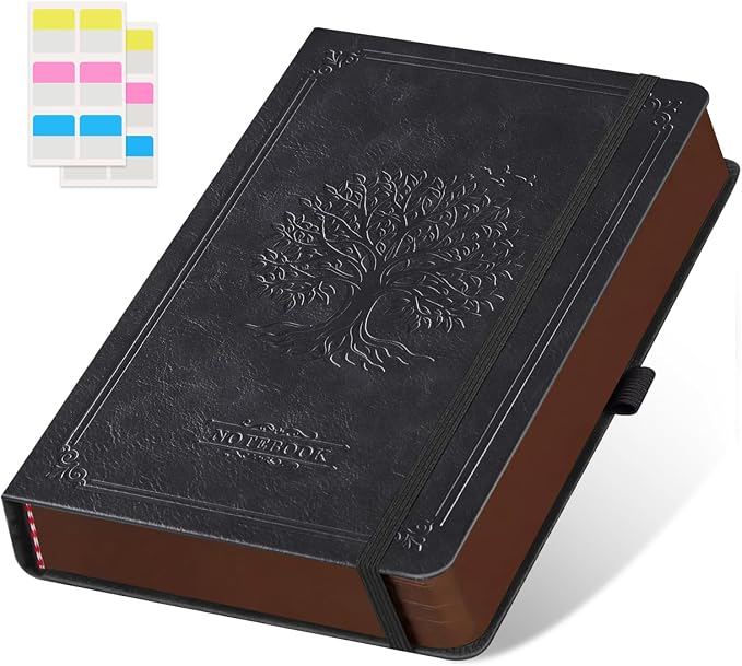 FOCUS DAY Lined Journal Notebook, A5 size (5.7'' X 8.4''), 320 Pages 100GSM Thick Paper, Leather Hardcover, for Women Men, Writing, Note Taking, Personal Diary, Travel Journal