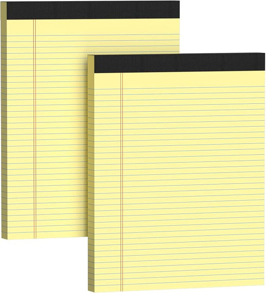 Legal Pads 8.5 X11, College Ruled Notepads, 2 Pack, 50 Sheet/Pad | Yellow Legal Pads, Tear Off Notepad, Perforated Writing Pad, Notebook Paper College Ruled, Notepads For Office Home School