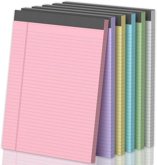 Legal Pads 8.5 X11, Narrow Ruled Notepads, 6 Pack, 50 Sheet/Pad | Colored Legal Pads, Tear Off Notepad, Perforated Writing Pad, Notebook Paper College Ruled, Notepads For Office Home School