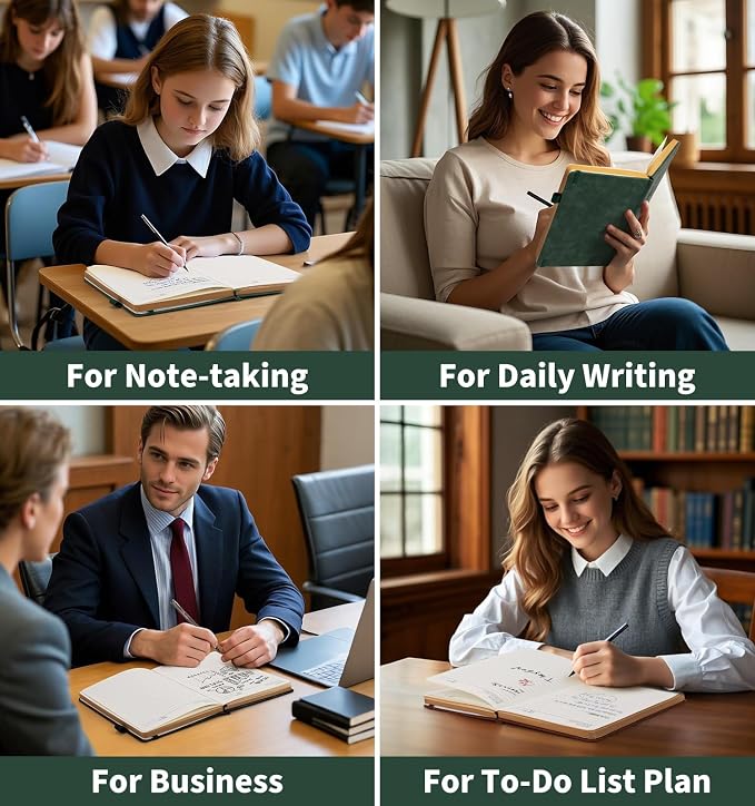 ALKALO Lined Journal Notebook for Women Men, A5 Hardcover Leather Journals for Writing, 320 Pages Thick Paper, Daily Journal Notebook for Work, School, Note Taking, Business, Travel, College Ruled