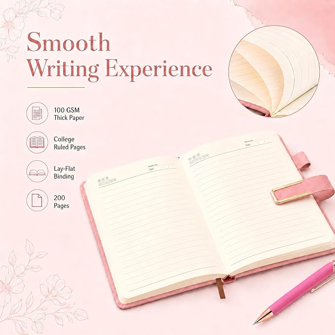 CRME Personalized Birth Flower Notebook, Custom Name Engraved Leather Journal, A5 Writing Journal Gift for Women, Mom, Sister, Teacher, Friend