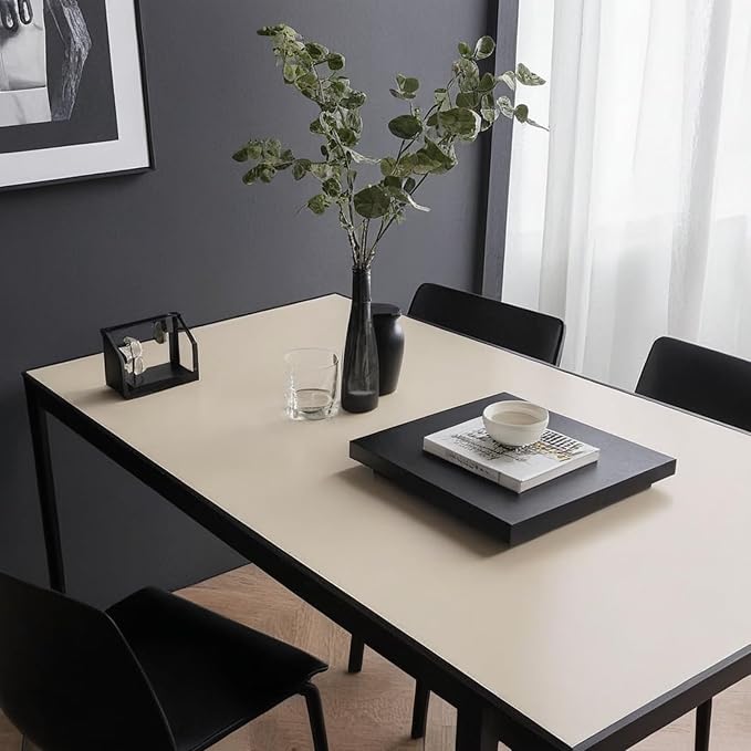 Leather Table Cover,1.8mm Thick,24x48 Inch,Table Protectors for Rectangle,Waterproof Desk Pad, Scratch - Resistant Craft Mat for Dining Table, Office Desk and Art Station (Beige+Dark Brown)