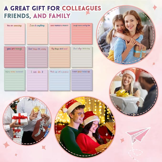 Yinder 24 Pcs Inspirational Sticky Notes, Back to School Supplies, Cute Motivational Sticky Notes Pad Employee Appreciation Gifts Bulk for Teacher Coworker Office 3 x 3'' (Motivation,Aesthetics)