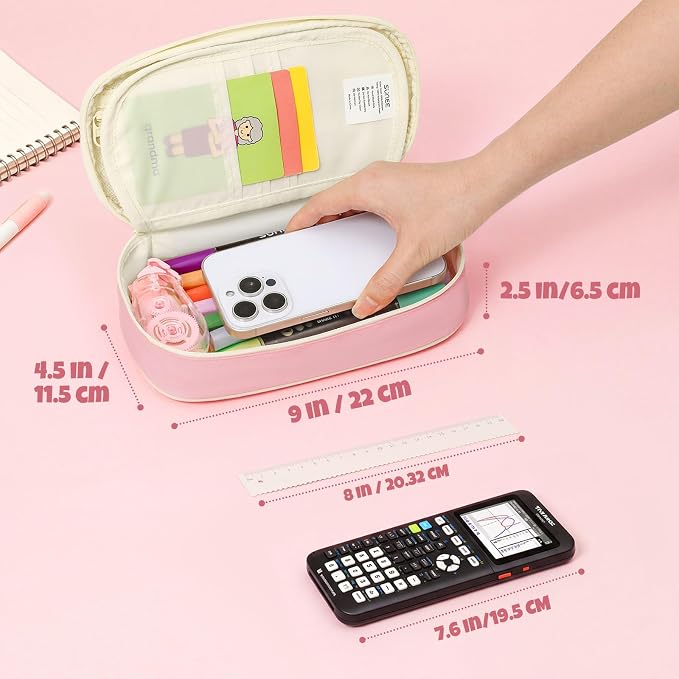 SUNEE Cute Pencil Case, Kawaii Big Capacity Pencil Pouch, Personalized Initial Pencil Bag with Zipper, Stationery Storage and Organizer, Back to School Supplies, Pen Box for Girls & Boys, Teen, C-Pink