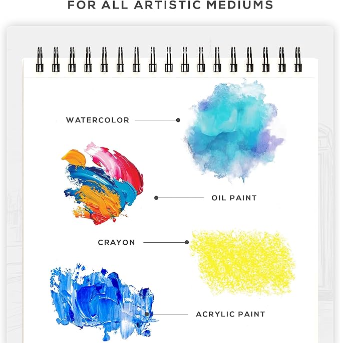 Beechmore Books 9"x12" Watercolor Sketchpad - Professional Spiral Bound Sketchbook, 50 Sheets 300 GSM / 140 lb Heavyweight Acid-Free Paper, Micro-Perforated for Acrylic, Gouache and Mixed Media