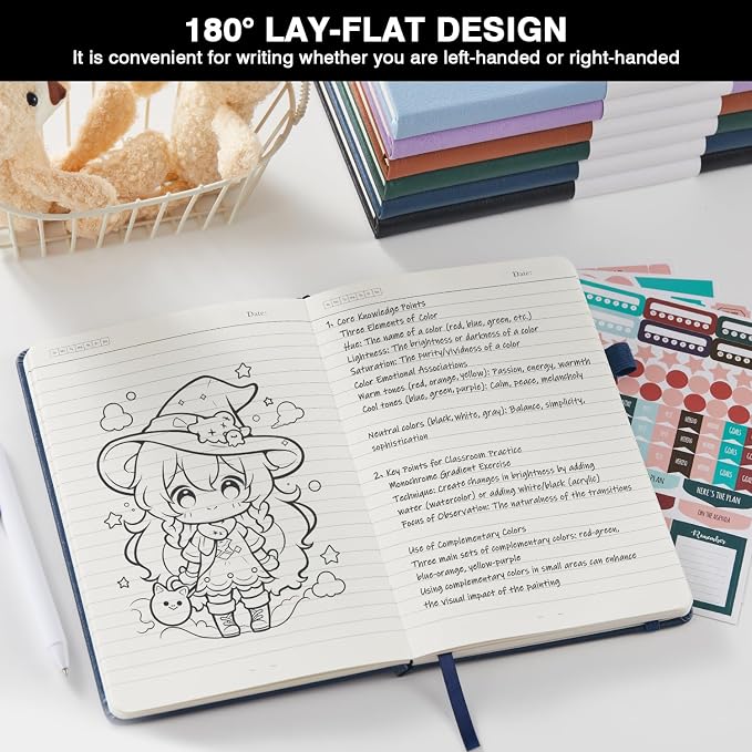 (3 Pack) Lined Journal Notebook with Pen, A5 (5.7"x8.4") Leather Hardcover Journaling Notebooks for Women Men Work, 160 Pages per Note Book, 100GSM Paper, School Office Supplies, Black