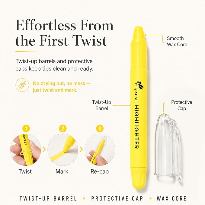 10 Pack Bible Safe Highlighters - Yellow Color, Wax Highlighters | No Bleed, Scripture Markers for Journaling, Study Accessories and School Supplies
