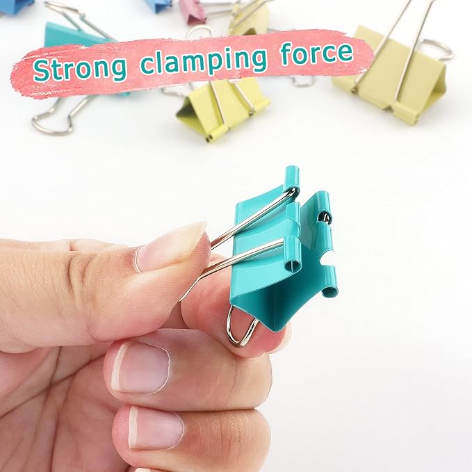 ZZTX 48 Pack Small Binder Clips 1.0 Inches Assorted Colors | Paper Clamps Clips, Durable steel, Strong clip, Color-coded